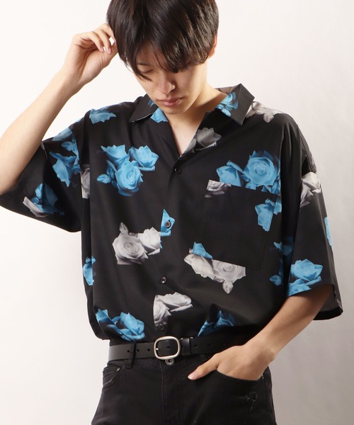 SUGGESTION(サジェッション)の「【SUGGESTION】総柄プリント半袖ビッグシャツ オーバーシャツ(シャツ/ブラウス・メンズ・ホワイト/ブラック/ブラウン/ホワイト系その他2/ブラック系その他3/ブラック系その他2/ホワイト系その他/ブラック系その他・M/L)」の7枚目の写真