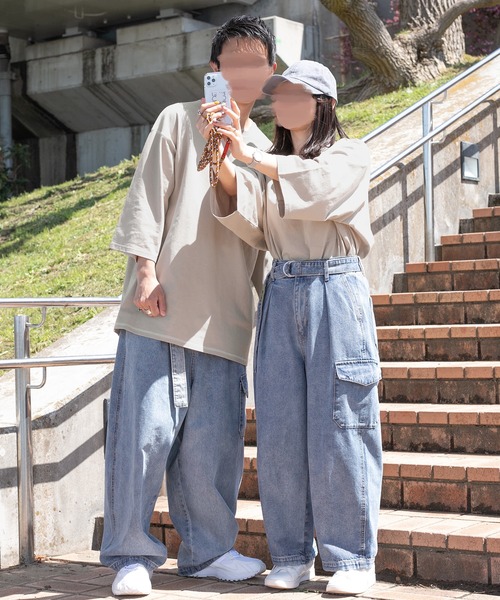 PairPair(ペアペア)の「配色ステッチデカポケT(ユニセックス)(Tシャツ/カットソー・レディース・スミクロ/グレイッシュベージュ/オフホワイト・FREE)」の19枚目の写真