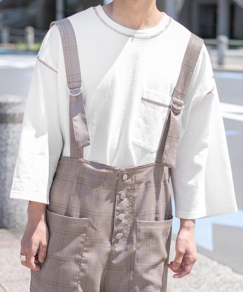 PairPair(ペアペア)の「配色ステッチデカポケT(ユニセックス)(Tシャツ/カットソー・レディース・スミクロ/グレイッシュベージュ/オフホワイト・FREE)」の16枚目の写真