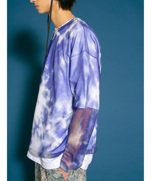 BEAUTY&YOUTH UNITED ARROWS（ビューティーアンドユースユナイテッドアローズ）の「＜monkey time＞ TYEDYE PRINT MESH LSL/メッシュロングスリーブ（Tシャツ/カットソー・メンズ・ブラック/パープル・M/L）」の4枚目の写真
