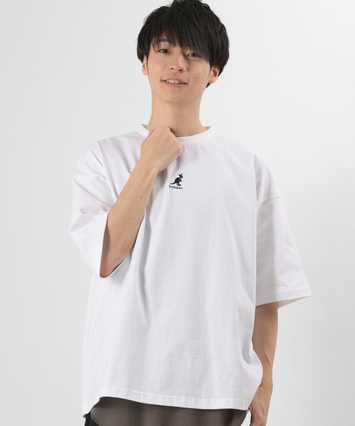 KANGOL（カンゴール）の「【KANGOL/カンゴール】ワンポイント ブランドロゴ刺繍Tシャツ/ ビッグシルエット（Tシャツ/カットソー・メンズ・ライトブルー/ブラック/ベージュ/オフホワイト・M/L/XL）」の2枚目の写真