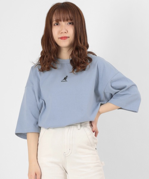 KANGOL（カンゴール）の「【KANGOL/カンゴール】ワンポイント ブランドロゴ刺繍Tシャツ/ ビッグシルエット（Tシャツ/カットソー・メンズ・ライトブルー/ブラック/ベージュ/オフホワイト・M/L/XL）」の4枚目の写真