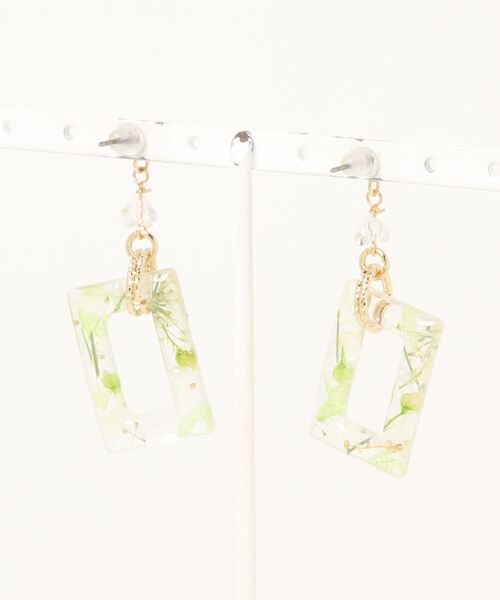 tone(トーン)の「【Cielclair】しかくフープフラワーチタンピアス(MA)(ピアス(両耳用)・レディース・ホワイト/その他・FREE)」の3枚目の写真
