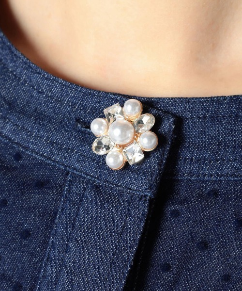 LODISPOTTO（ロディスポット）の「ジュエルパールデニムジャケット（デニムジャケット・レディース・ライトブルー/ネイビー・MEDIUM）」の9枚目の写真