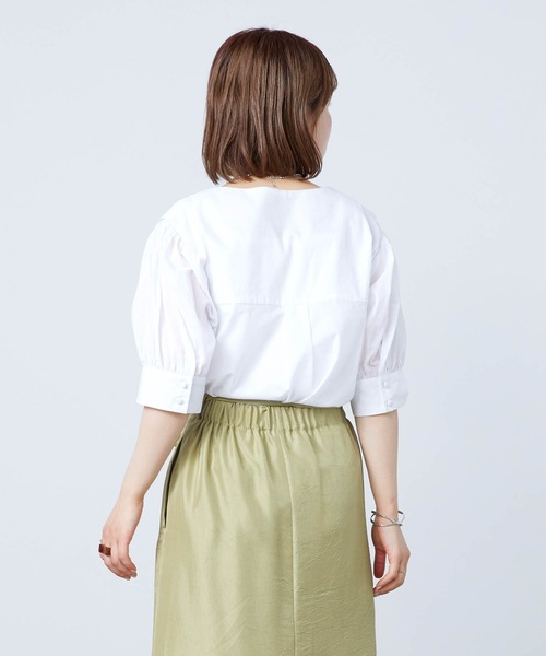 mikke（ミッケ）の「半袖セーラーカラーブラウス（シャツ/ブラウス・レディース・ブラック/ベージュ/ホワイト・FREE）」の6枚目の写真