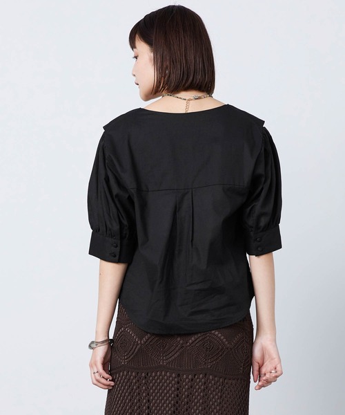 mikke（ミッケ）の「半袖セーラーカラーブラウス（シャツ/ブラウス・レディース・ブラック/ベージュ/ホワイト・FREE）」の12枚目の写真