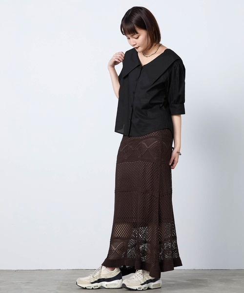 mikke（ミッケ）の「半袖セーラーカラーブラウス（シャツ/ブラウス・レディース・ブラック/ベージュ/ホワイト・FREE）」の15枚目の写真