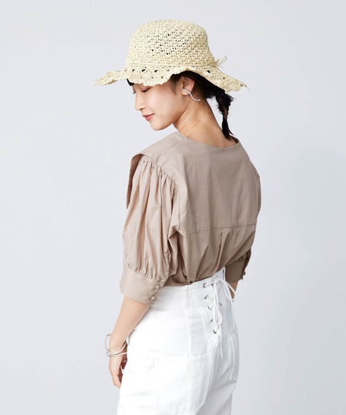 mikke（ミッケ）の「半袖セーラーカラーブラウス（シャツ/ブラウス・レディース・ブラック/ベージュ/ホワイト・FREE）」の17枚目の写真