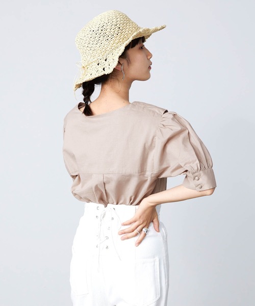 mikke（ミッケ）の「半袖セーラーカラーブラウス（シャツ/ブラウス・レディース・ブラック/ベージュ/ホワイト・FREE）」の18枚目の写真