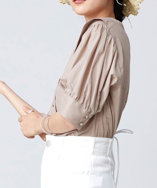 mikke（ミッケ）の「半袖セーラーカラーブラウス（シャツ/ブラウス・レディース・ブラック/ベージュ/ホワイト・FREE）」の19枚目の写真