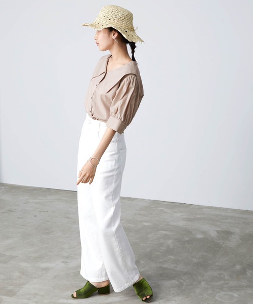 mikke（ミッケ）の「半袖セーラーカラーブラウス（シャツ/ブラウス・レディース・ブラック/ベージュ/ホワイト・FREE）」の20枚目の写真