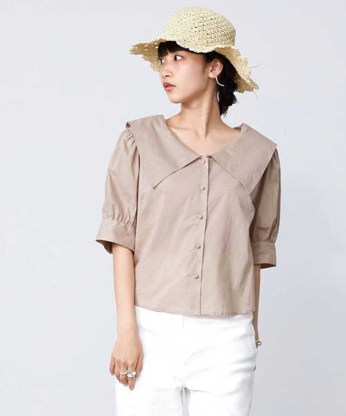 mikke（ミッケ）の「半袖セーラーカラーブラウス（シャツ/ブラウス・レディース・ブラック/ベージュ/ホワイト・FREE）」の22枚目の写真