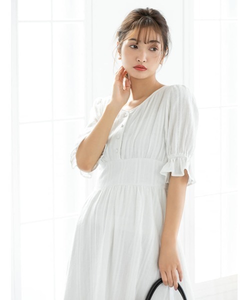 fifth（フィフス）の「ウエスト切り替えコットンロングワンピース（ワンピース・レディース・ホワイト/ブラック・MEDIUM）」の13枚目の写真