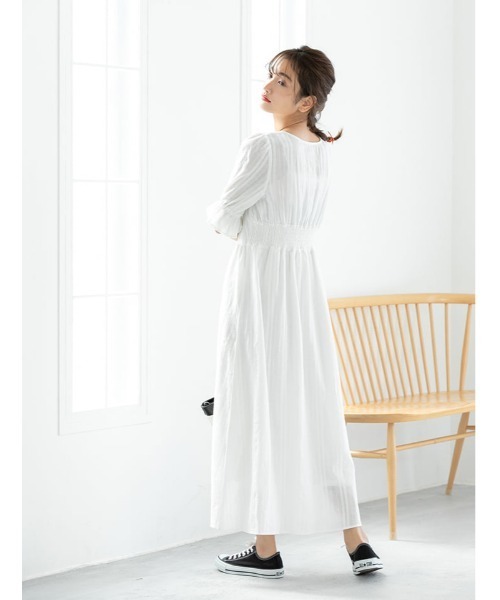 fifth（フィフス）の「ウエスト切り替えコットンロングワンピース（ワンピース・レディース・ホワイト/ブラック・MEDIUM）」の14枚目の写真