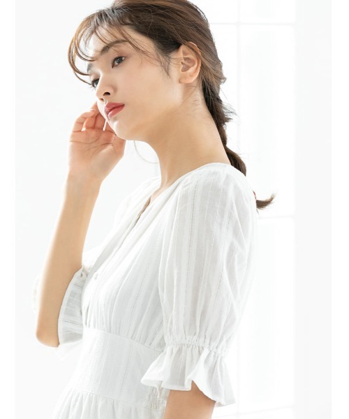 fifth（フィフス）の「ウエスト切り替えコットンロングワンピース（ワンピース・レディース・ホワイト/ブラック・MEDIUM）」の16枚目の写真