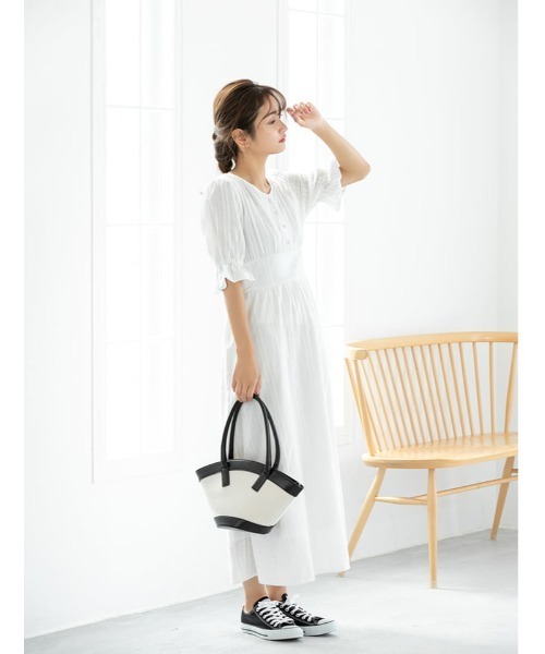 fifth（フィフス）の「ウエスト切り替えコットンロングワンピース（ワンピース・レディース・ホワイト/ブラック・MEDIUM）」の17枚目の写真