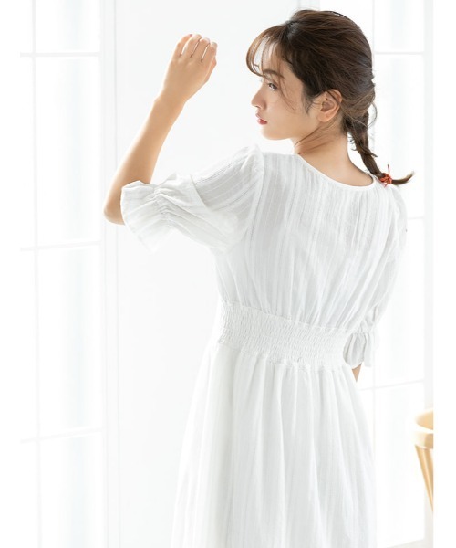 fifth（フィフス）の「ウエスト切り替えコットンロングワンピース（ワンピース・レディース・ホワイト/ブラック・MEDIUM）」の18枚目の写真