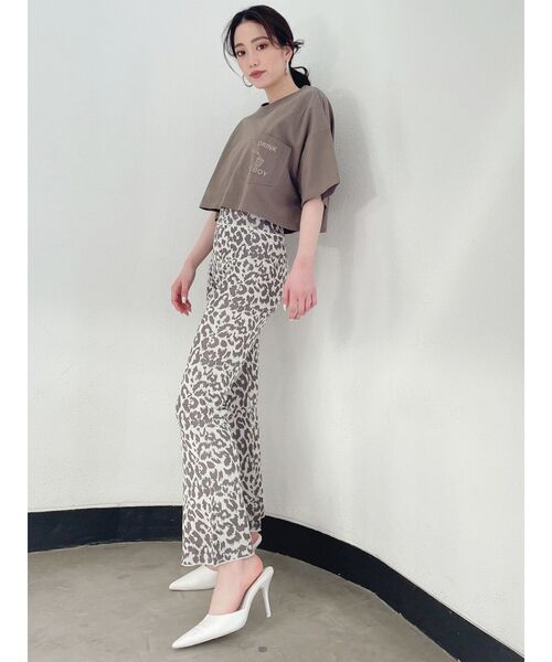 GYDA（ジェイダ）の「DRINK HI BOYポケットショートTシャツ（Tシャツ/カットソー・レディース・チャコールグレー/オフホワイト/カーキ・FREE）」の10枚目の写真