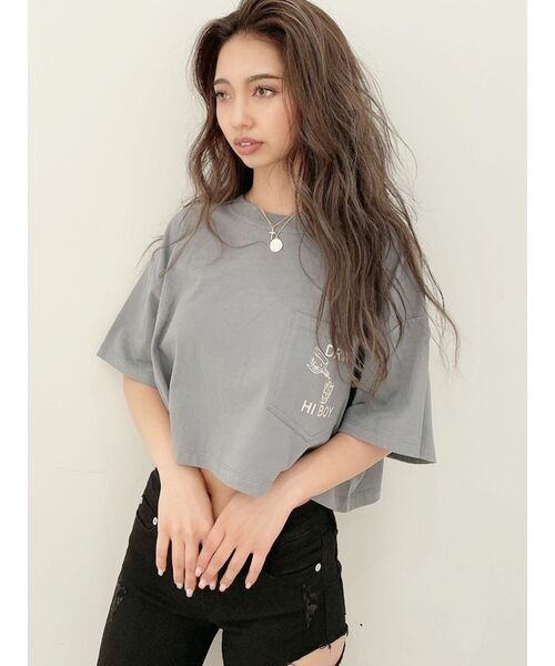 GYDA（ジェイダ）の「DRINK HI BOYポケットショートTシャツ（Tシャツ/カットソー・レディース・チャコールグレー/オフホワイト/カーキ・FREE）」の20枚目の写真