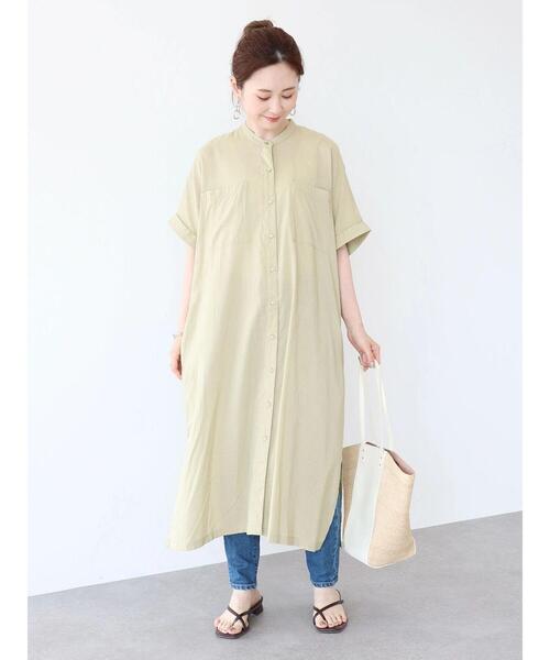 AMERICAN HOLIC（アメリカンホリック）の「Wポケット前開きシャツワンピース（シャツワンピース・レディース・ライトグレー/ブラック/ライトカーキ/ストライプ・M/L）」の10枚目の写真