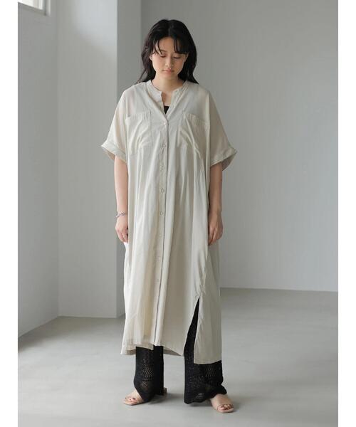 AMERICAN HOLIC（アメリカンホリック）の「Wポケット前開きシャツワンピース（シャツワンピース・レディース・ライトグレー/ブラック/ライトカーキ/ストライプ・M/L）」の17枚目の写真