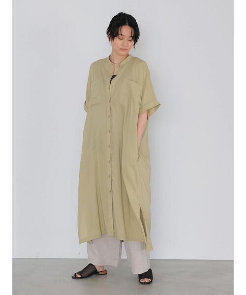 AMERICAN HOLIC（アメリカンホリック）の「Wポケット前開きシャツワンピース（シャツワンピース・レディース・ライトグレー/ブラック/ライトカーキ/ストライプ・M/L）」の9枚目の写真