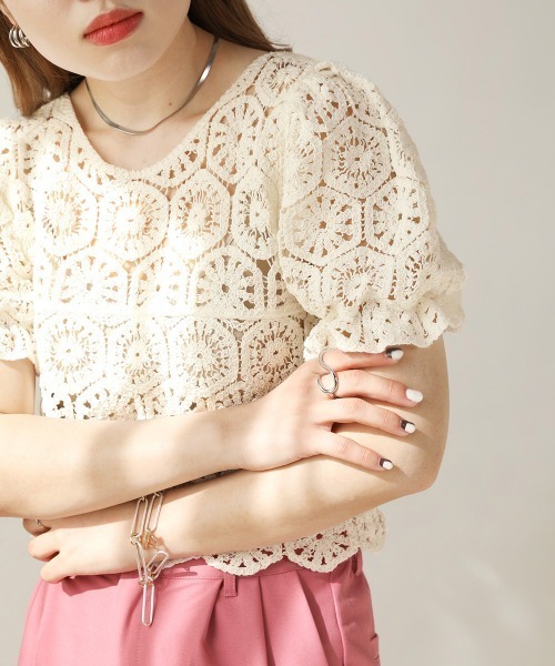 Bab（バブ）の「モチーフレースブラウス（シャツ/ブラウス・レディース・ベージュ/オフホワイト・38）」の8枚目の写真