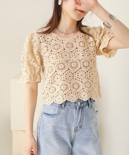 Bab（バブ）の「モチーフレースブラウス（シャツ/ブラウス・レディース・ベージュ/オフホワイト・38）」の10枚目の写真