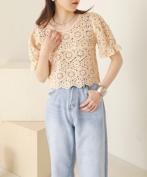 Bab（バブ）の「モチーフレースブラウス（シャツ/ブラウス・レディース・ベージュ/オフホワイト・38）」の11枚目の写真