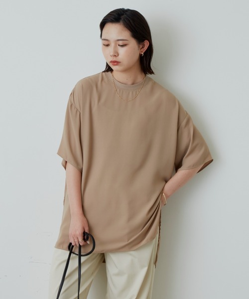 Aunt Marie's（アントマリーズ）の「ハーフスリーブシアートップス（シャツ/ブラウス・レディース・ブラック/ベージュ/アイボリー・FREE）」の12枚目の写真