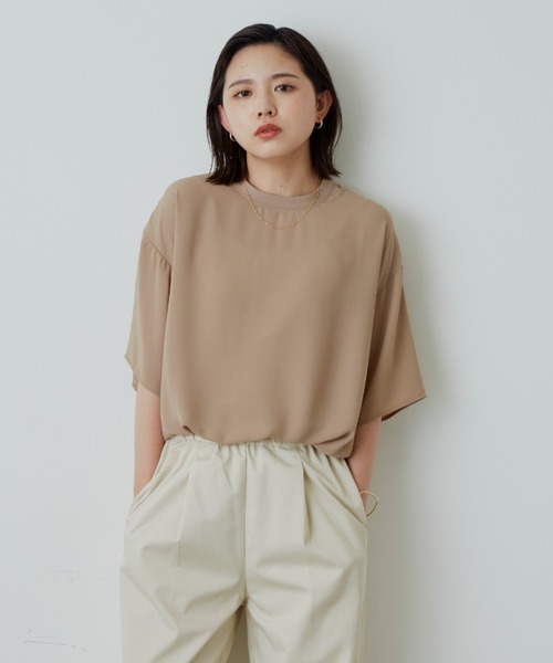 Aunt Marie's（アントマリーズ）の「ハーフスリーブシアートップス（シャツ/ブラウス・レディース・ブラック/ベージュ/アイボリー・FREE）」の20枚目の写真