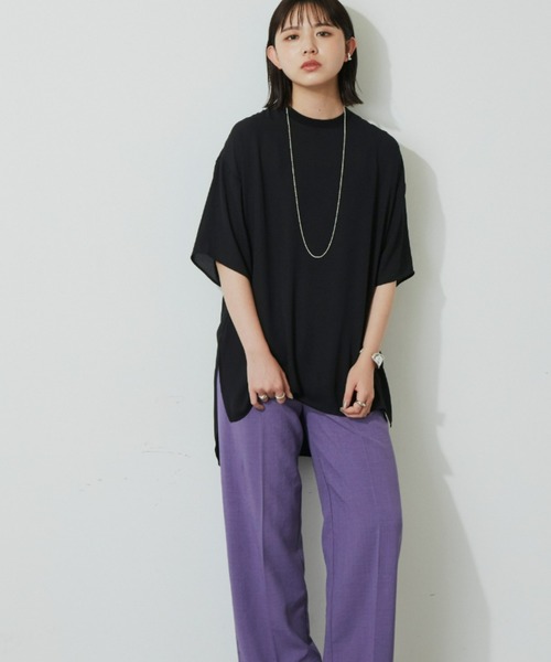 Aunt Marie's（アントマリーズ）の「ハーフスリーブシアートップス（シャツ/ブラウス・レディース・ブラック/ベージュ/アイボリー・FREE）」の21枚目の写真