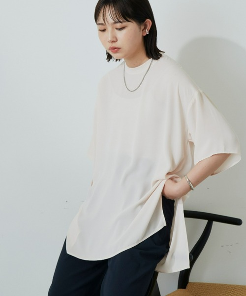 Aunt Marie's（アントマリーズ）の「ハーフスリーブシアートップス（シャツ/ブラウス・レディース・ブラック/ベージュ/アイボリー・FREE）」の16枚目の写真