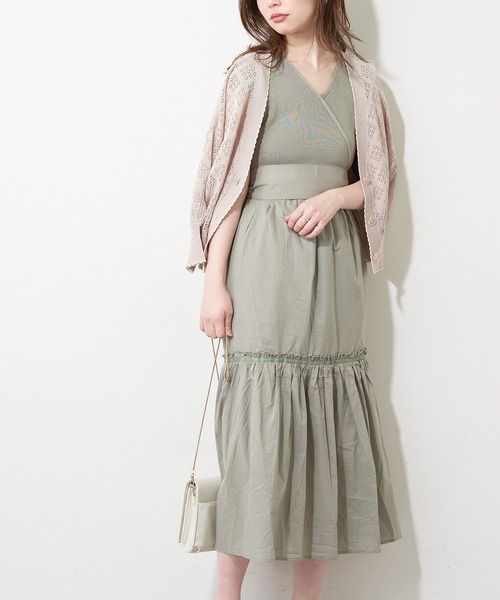 natural couture(ナチュラルクチュール)の「【WEB限定】バックリボンドッキングティアードワンピース(ワンピース・レディース・ベージュ/ブラウン/ピンク/ミント・FREE)」の3枚目の写真