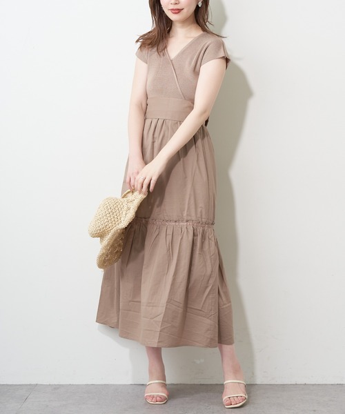 natural couture(ナチュラルクチュール)の「【WEB限定】バックリボンドッキングティアードワンピース(ワンピース・レディース・ベージュ/ブラウン/ピンク/ミント・FREE)」の22枚目の写真