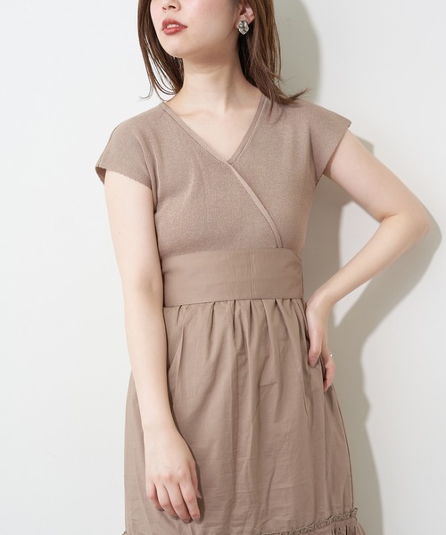 natural couture(ナチュラルクチュール)の「【WEB限定】バックリボンドッキングティアードワンピース(ワンピース・レディース・ベージュ/ブラウン/ピンク/ミント・FREE)」の9枚目の写真