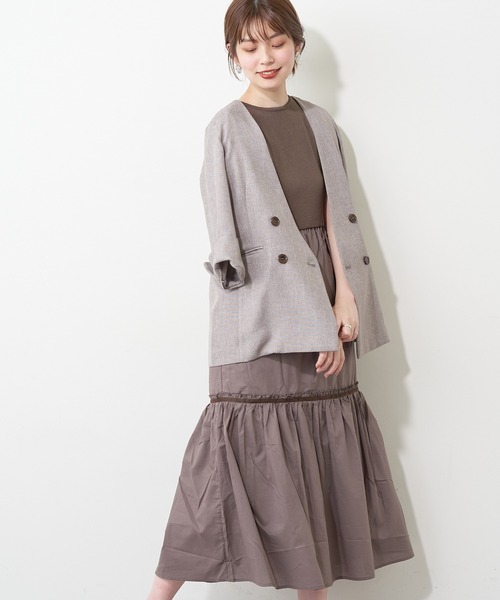 natural couture(ナチュラルクチュール)の「【WEB限定】バックリボンドッキングティアードワンピース(ワンピース・レディース・ベージュ/ブラウン/ピンク/ミント・FREE)」の5枚目の写真