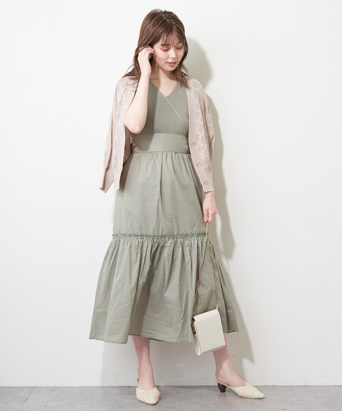 natural couture(ナチュラルクチュール)の「【WEB限定】バックリボンドッキングティアードワンピース(ワンピース・レディース・ベージュ/ブラウン/ピンク/ミント・FREE)」の13枚目の写真