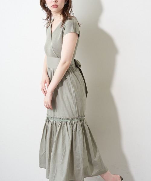 natural couture(ナチュラルクチュール)の「【WEB限定】バックリボンドッキングティアードワンピース(ワンピース・レディース・ベージュ/ブラウン/ピンク/ミント・FREE)」の17枚目の写真