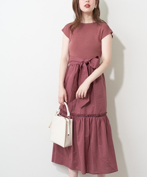 natural couture(ナチュラルクチュール)の「【WEB限定】バックリボンドッキングティアードワンピース(ワンピース・レディース・ベージュ/ブラウン/ピンク/ミント・FREE)」の20枚目の写真