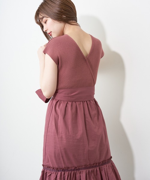 natural couture(ナチュラルクチュール)の「【WEB限定】バックリボンドッキングティアードワンピース(ワンピース・レディース・ベージュ/ブラウン/ピンク/ミント・FREE)」の10枚目の写真