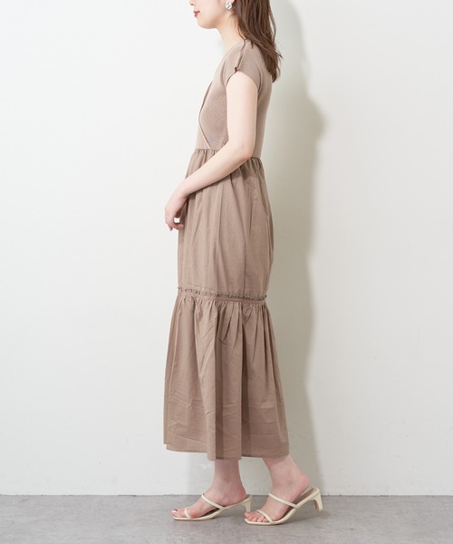 natural couture(ナチュラルクチュール)の「【WEB限定】バックリボンドッキングティアードワンピース(ワンピース・レディース・ベージュ/ブラウン/ピンク/ミント・FREE)」の7枚目の写真