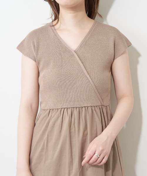 natural couture(ナチュラルクチュール)の「【WEB限定】バックリボンドッキングティアードワンピース(ワンピース・レディース・ベージュ/ブラウン/ピンク/ミント・FREE)」の18枚目の写真