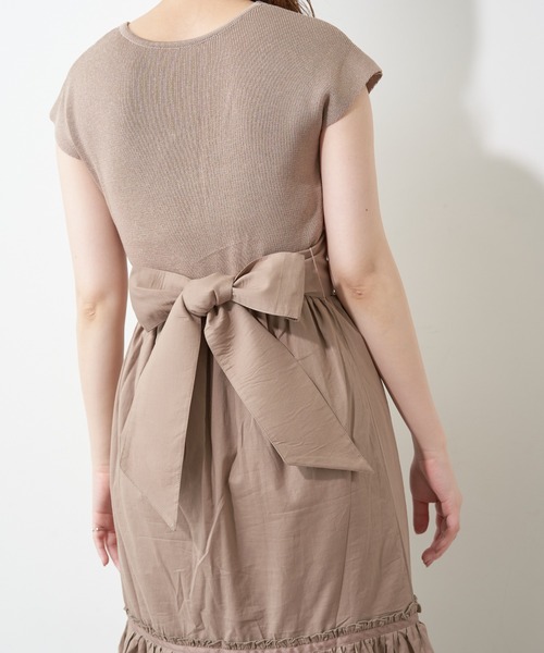 natural couture(ナチュラルクチュール)の「【WEB限定】バックリボンドッキングティアードワンピース(ワンピース・レディース・ベージュ/ブラウン/ピンク/ミント・FREE)」の8枚目の写真