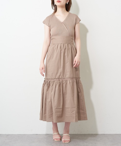 natural couture(ナチュラルクチュール)の「【WEB限定】バックリボンドッキングティアードワンピース(ワンピース・レディース・ベージュ/ブラウン/ピンク/ミント・FREE)」の11枚目の写真