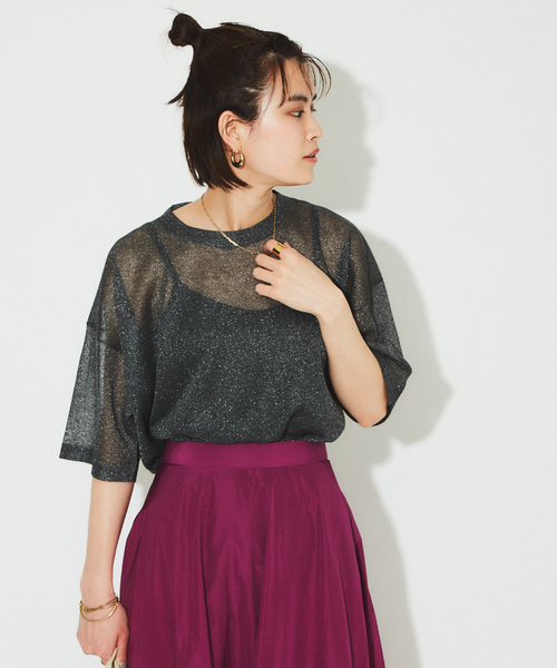 新品ルージュヴィフアンナ　 シアーフリンジニット　UNITEDARROWS シアーフリンジニット フレンチプルオーバー｜ルージュ・ヴィフ