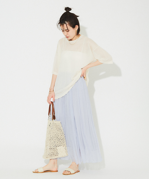 Rouge vif(ルージュヴィフ)の「シアーニットTシャツ(ニット/セーター・レディース・アイボリー/ラベンダー/グレー・フリー)」の11枚目の写真