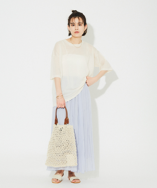 Rouge vif(ルージュヴィフ)の「シアーニットTシャツ(ニット/セーター・レディース・アイボリー/ラベンダー/グレー・フリー)」の20枚目の写真