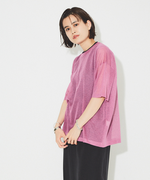 Rouge vif(ルージュヴィフ)の「シアーニットTシャツ(ニット/セーター・レディース・アイボリー/ラベンダー/グレー・フリー)」の21枚目の写真