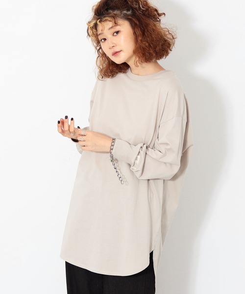 C17(シーセブンティーン)の「C17 ロングスリーブTシャツ(Tシャツ/カットソー・レディース・キャメル/ラベンダー/ブラック/グレイッシュベージュ・LARGE/MEDIUM)」の3枚目の写真